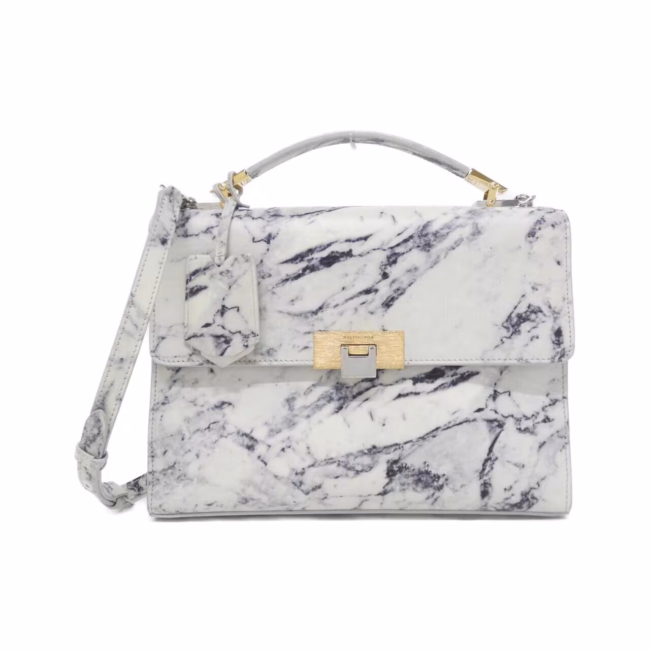 Structured handbag photographed against a plain background.