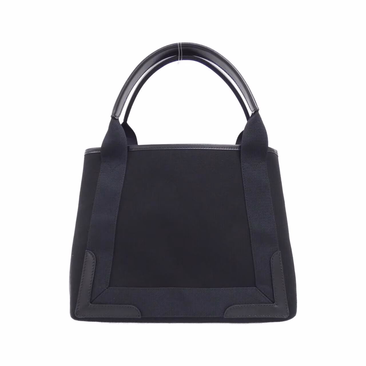 Small structured tote with rolled handles and open top, shown upright on a white background