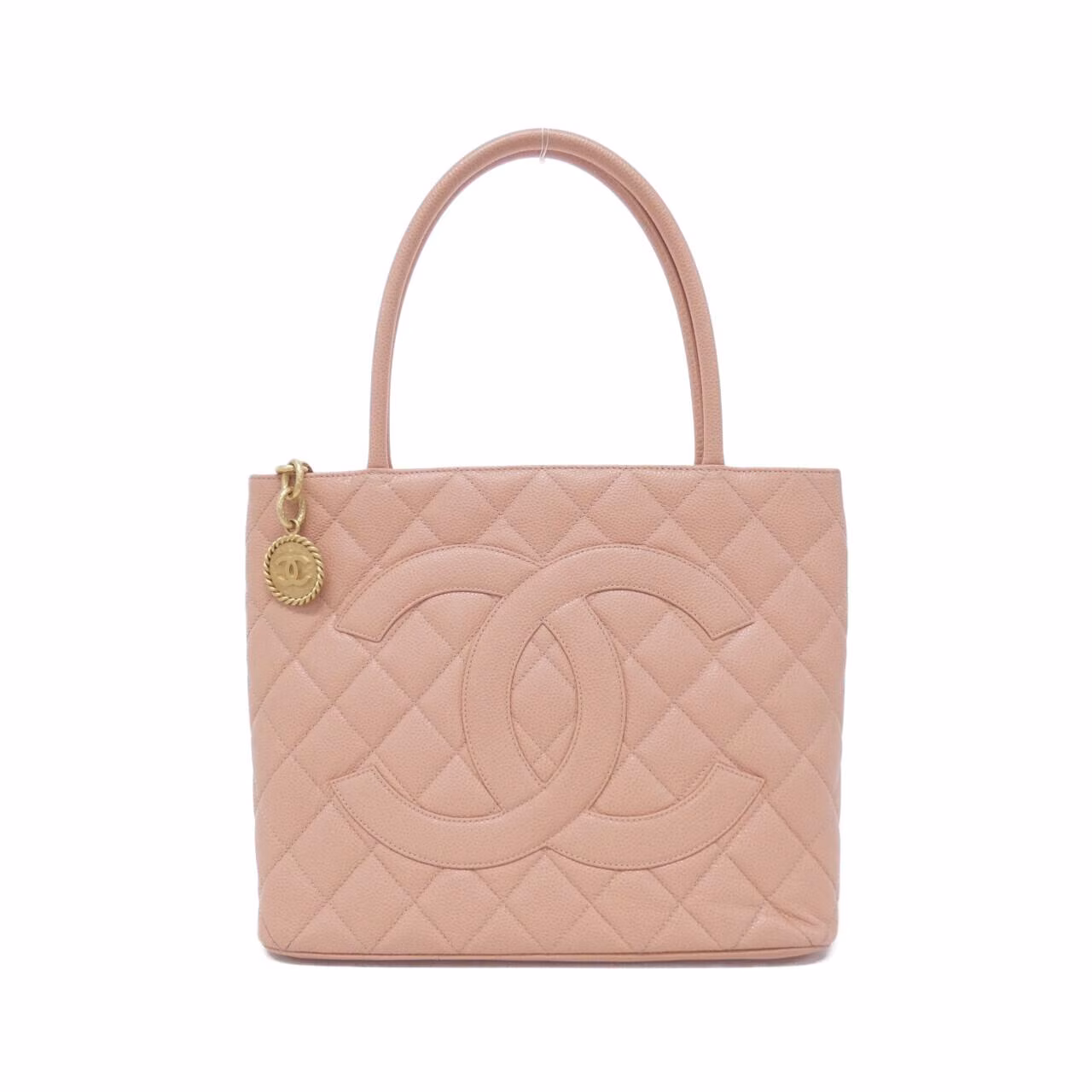 Quilted handbag with a chain strap, photographed against a plain background.