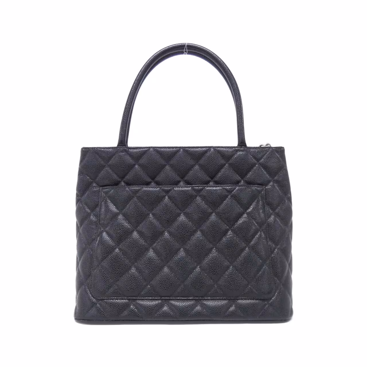 Black quilted bag with gold-tone chain strap and interlocking logo clasp.