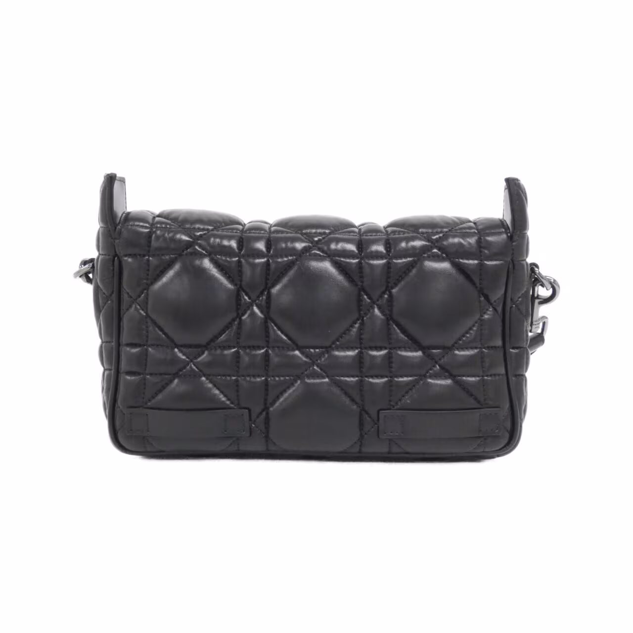Compact shoulder bag with a flap front, logo plaque and adjustable strap.
