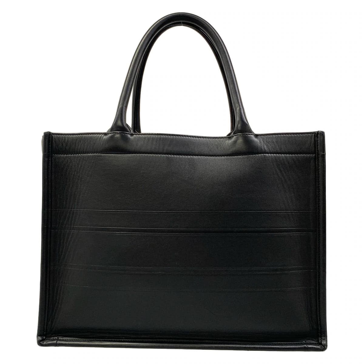 Black tote bag with twin shoulder straps and an open top