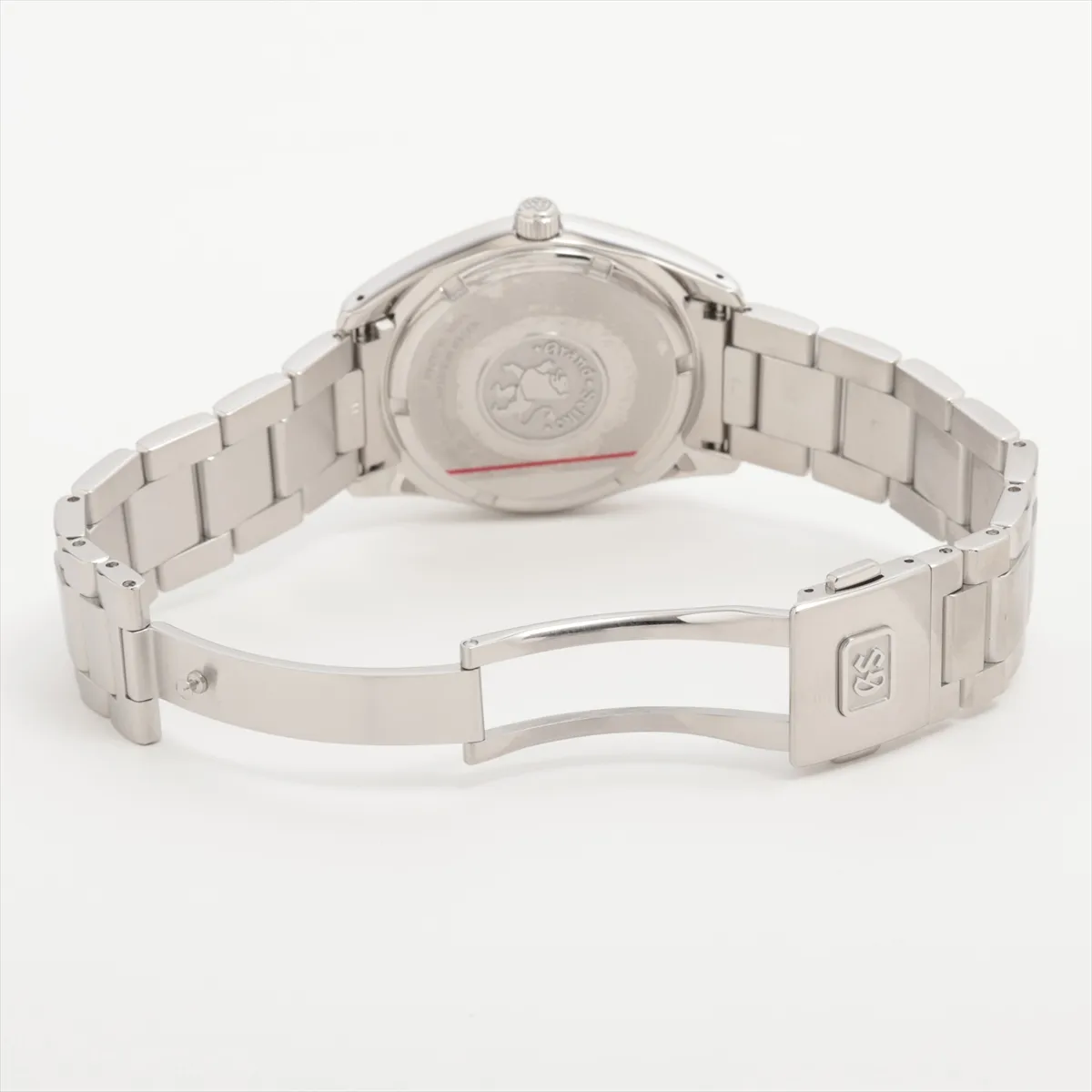 Stainless steel wristwatch with a blue dial, applied baton markers and a steel bracelet.