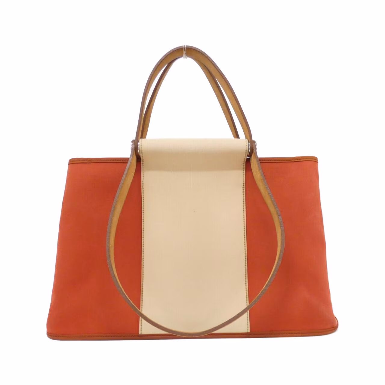 Canvas and leather bag shown upright against a plain background.