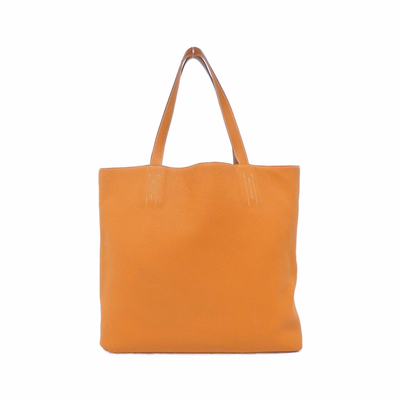 Large open-top leather tote with twin shoulder straps and contrasting interior.