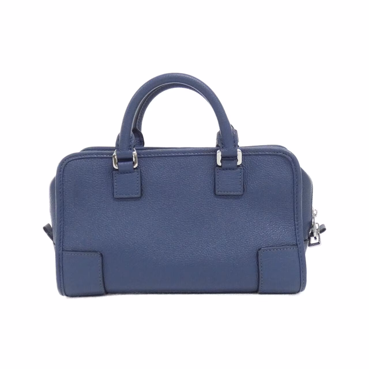 Structured handbag with short rolled handles and a top zip closure