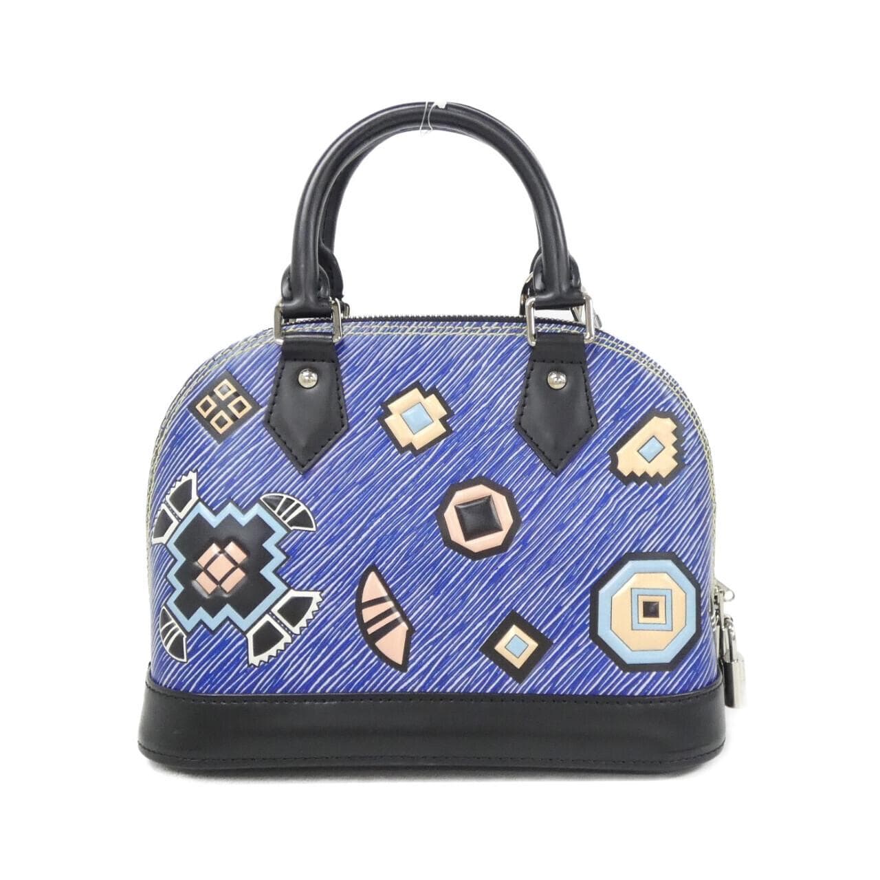 Small domed handbag with rounded top handles and a zip closure.