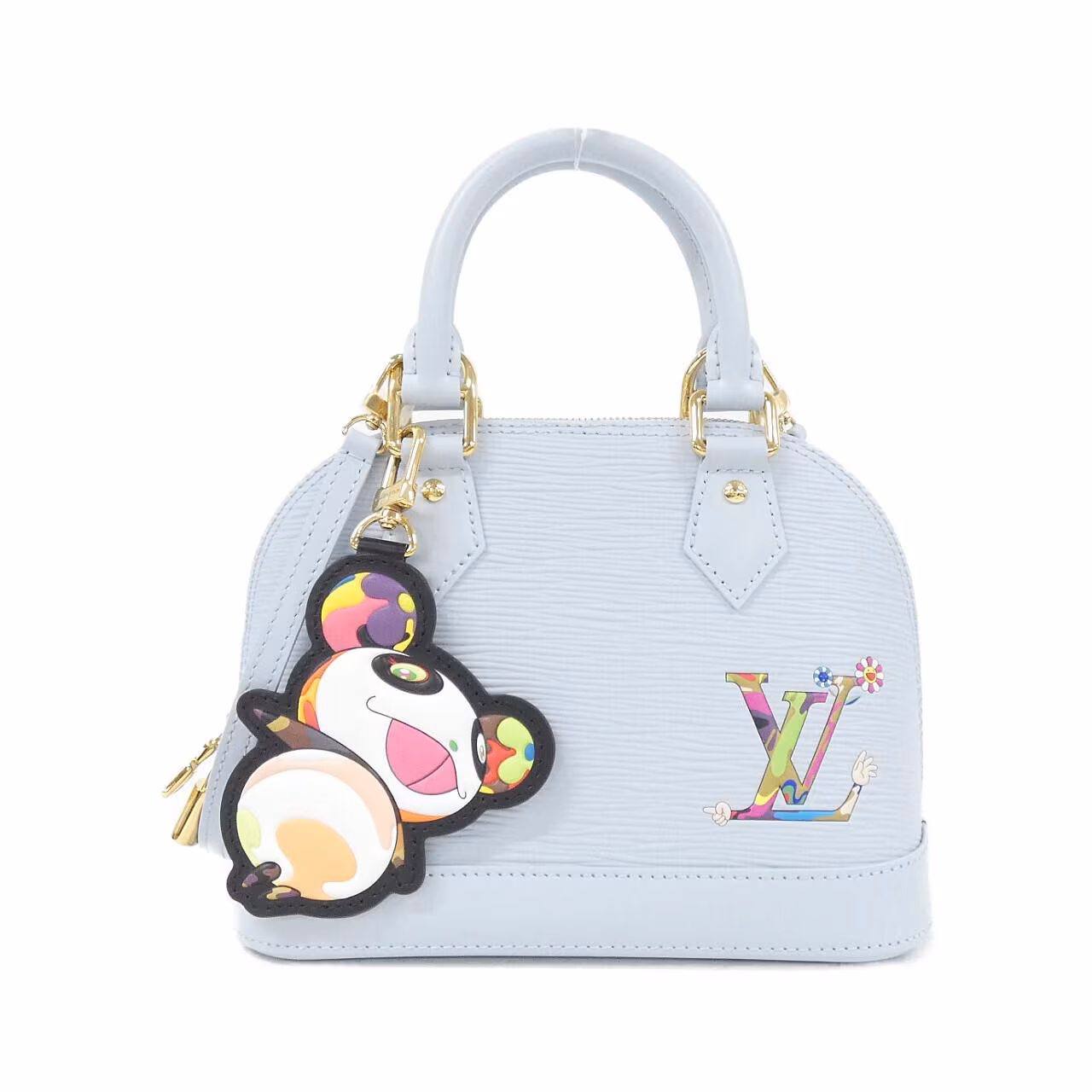 Compact dome-shaped leather handbag with rounded top handles and a zip closure.