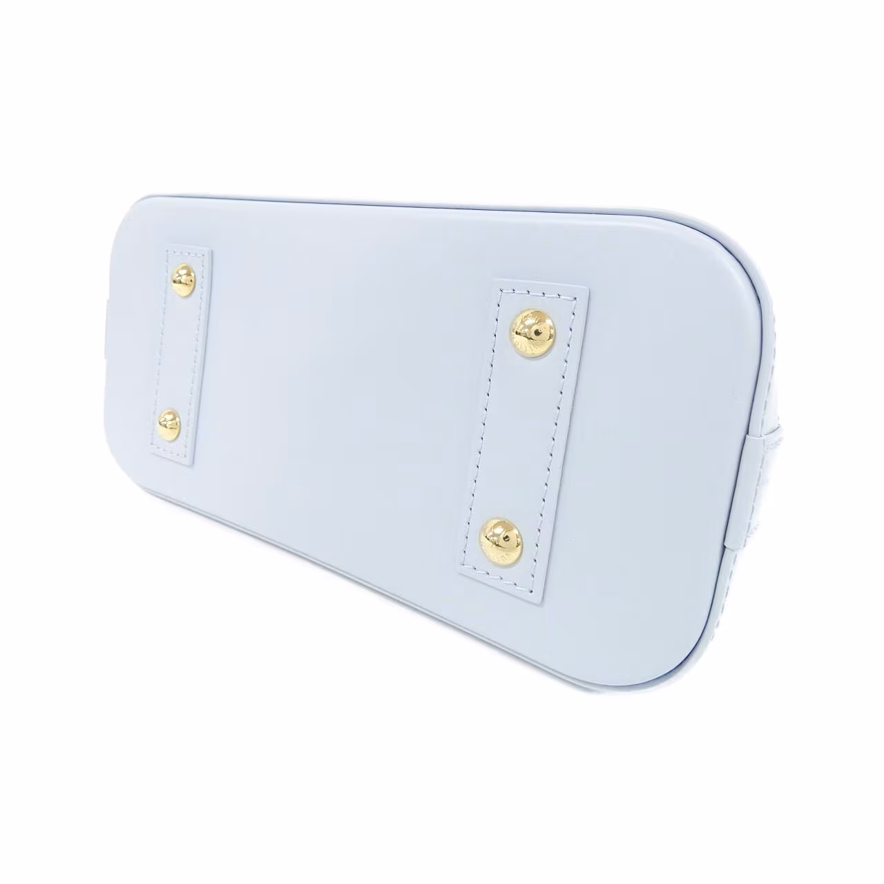 Compact dome-shaped leather handbag with rounded top handles and a zip closure.