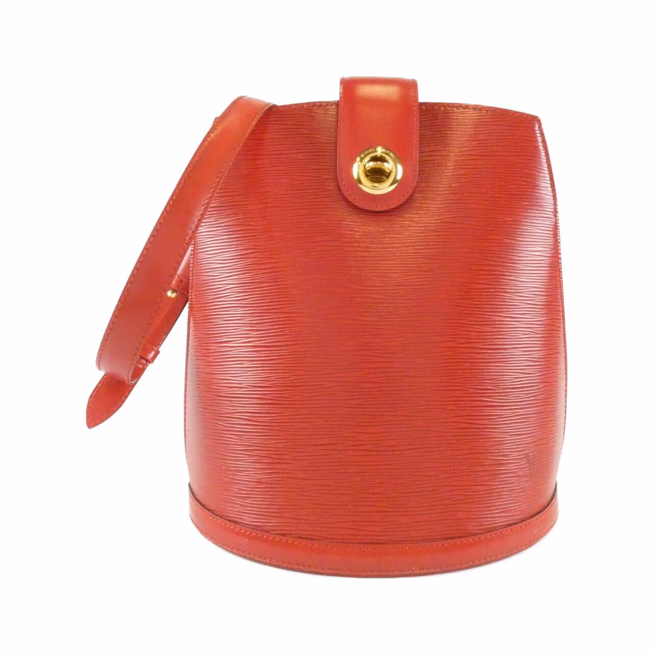 Textured leather flap shoulder bag with a slim strap and buckle closure.