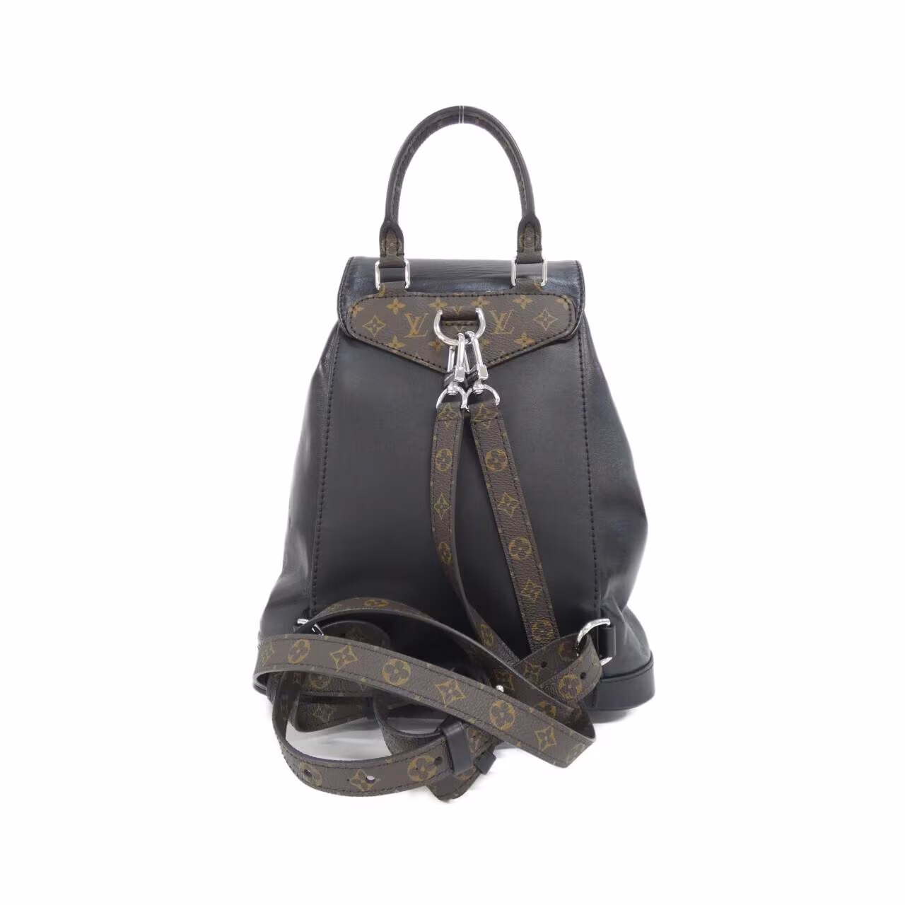 Monogram-patterned backpack with a fluffy textured finish and twin shoulder straps.