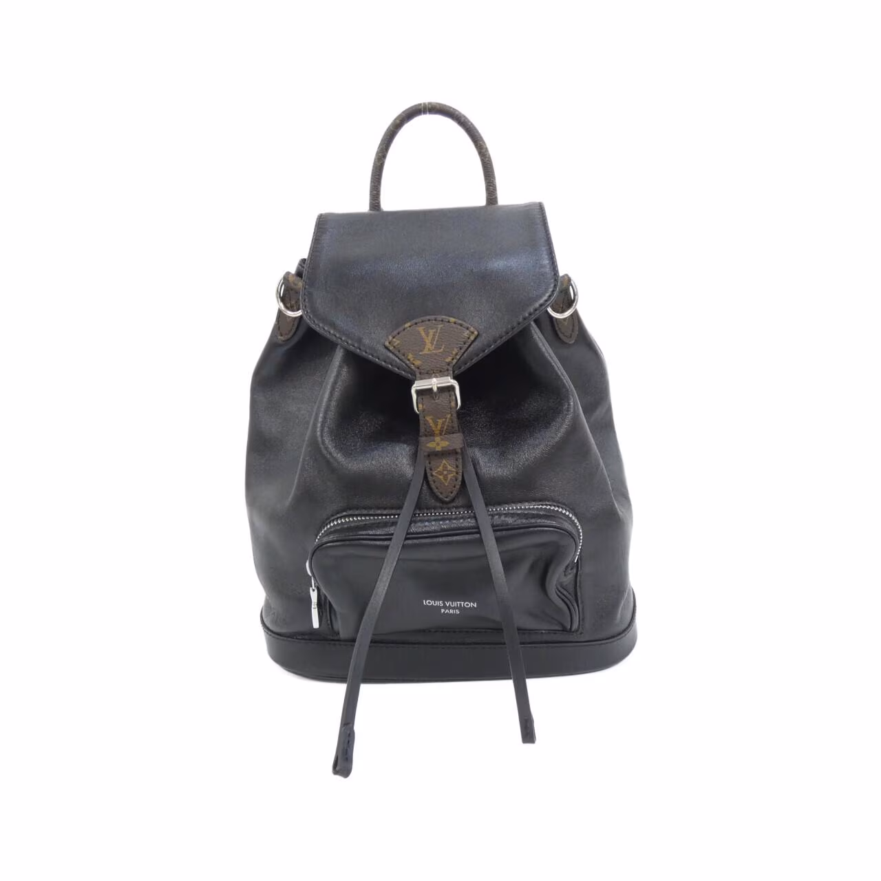 Monogram-patterned backpack with a fluffy textured finish and twin shoulder straps.