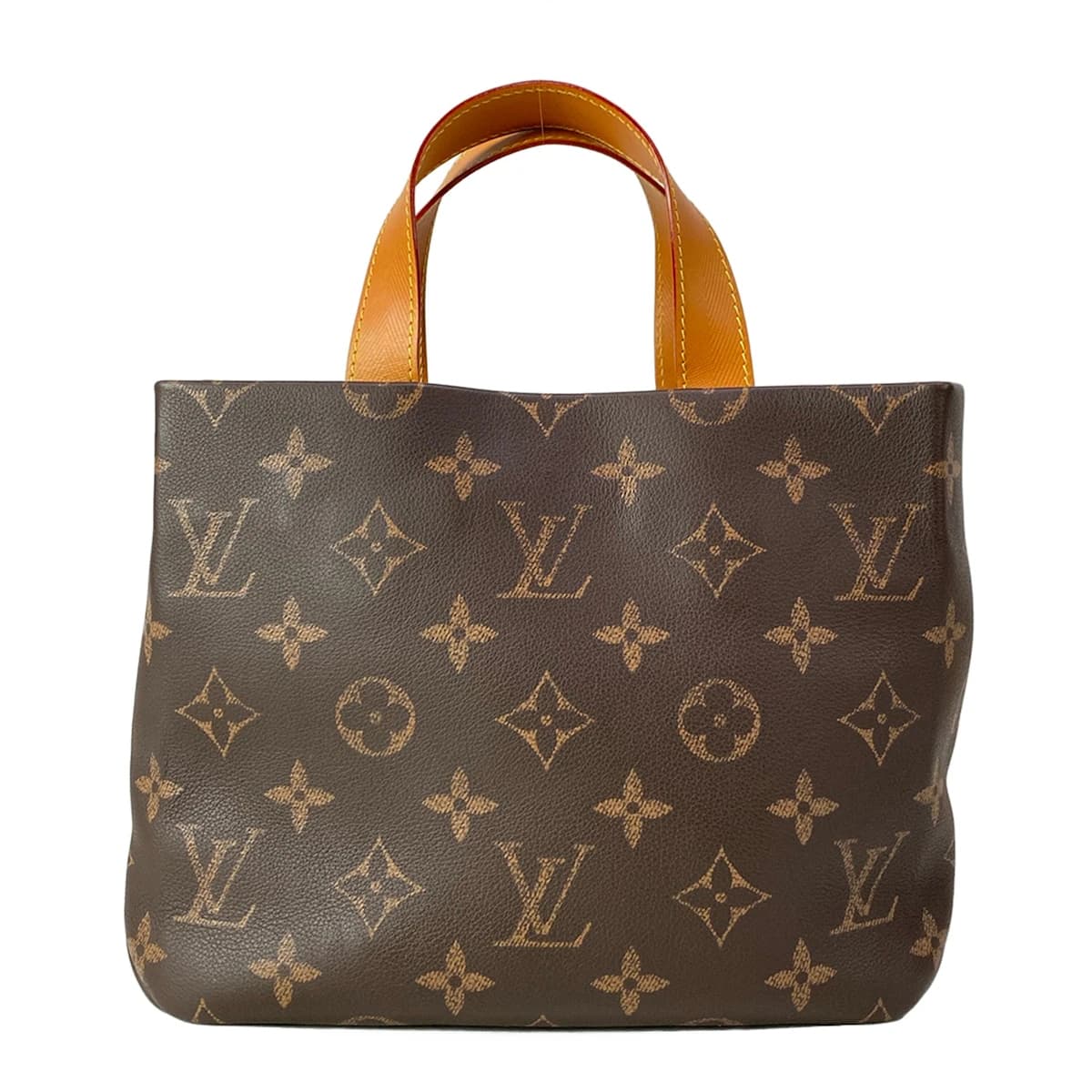 Large leather tote with twin handles and a plain front panel.