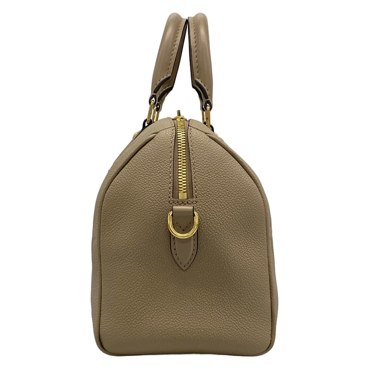 Soft embossed-leather handbag with rolled top handles.