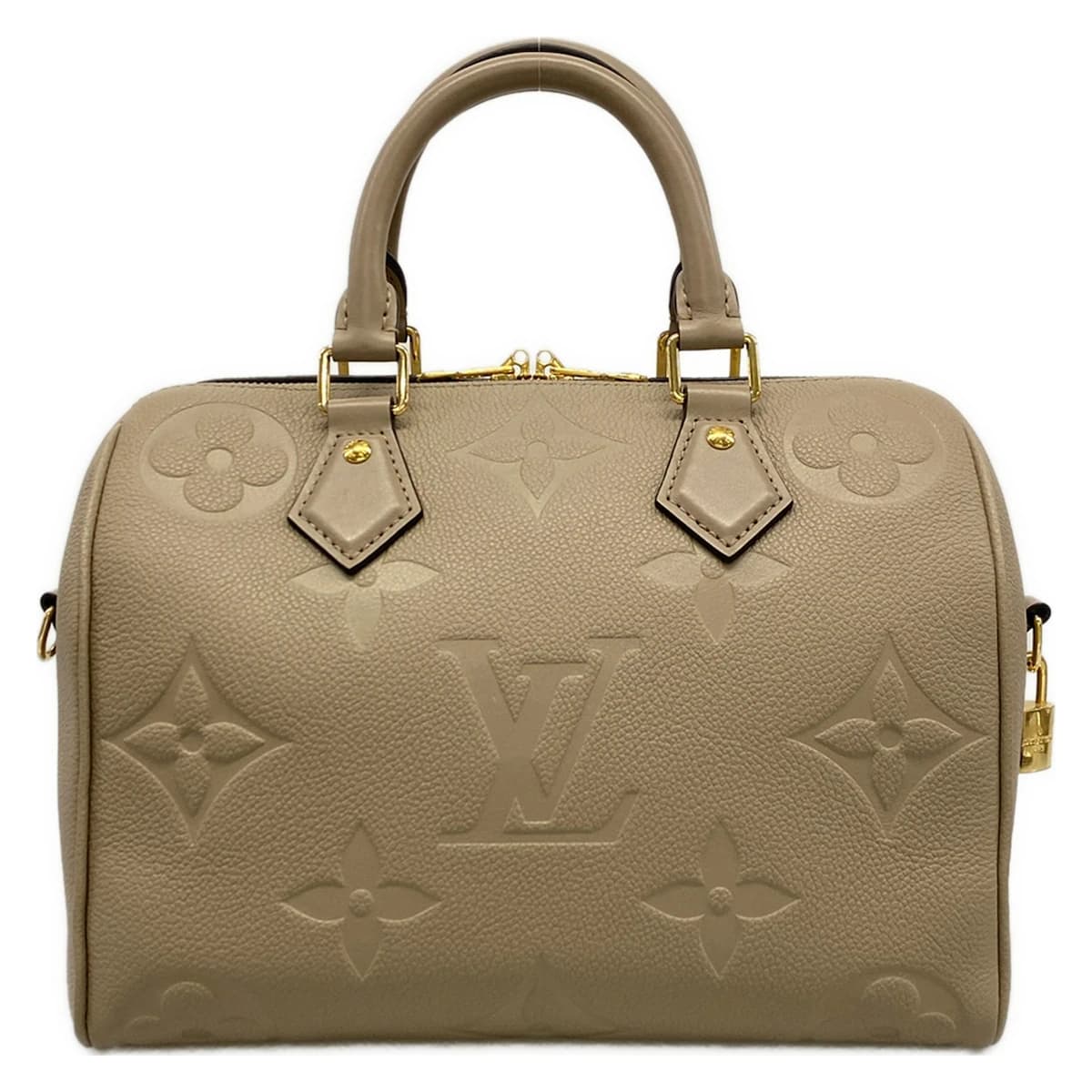Soft embossed-leather handbag with rolled top handles.