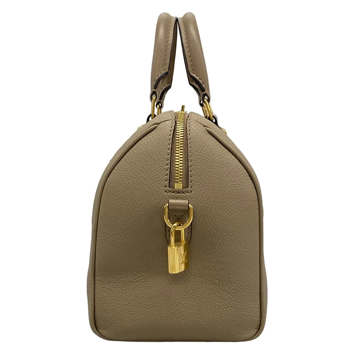 Soft embossed-leather handbag with rolled top handles.