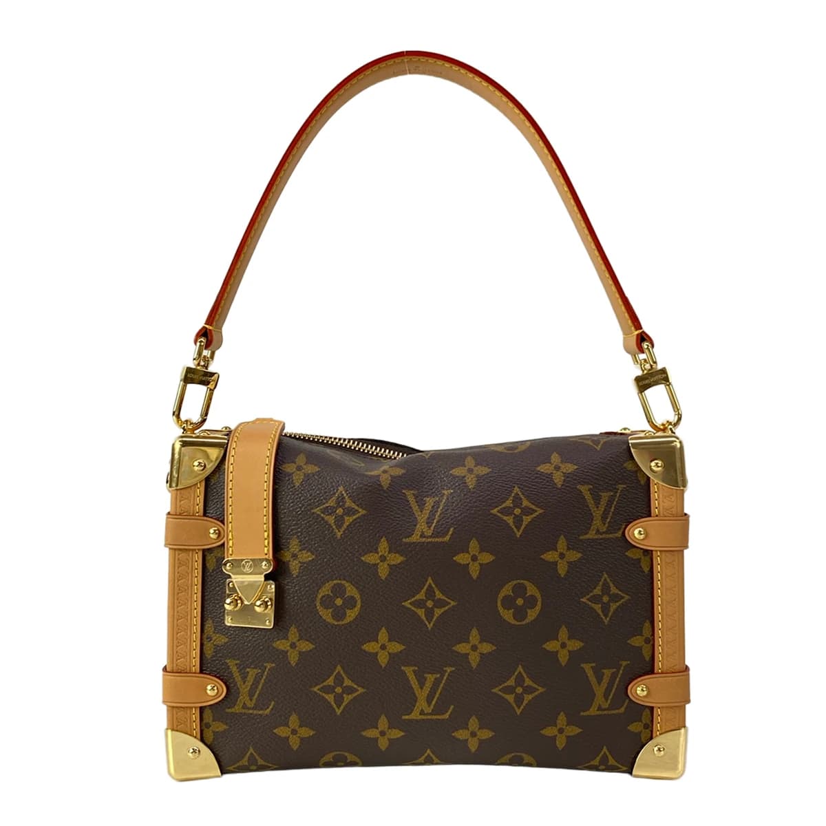 Rectangular trunk-shaped canvas bag with a top handle and detachable strap