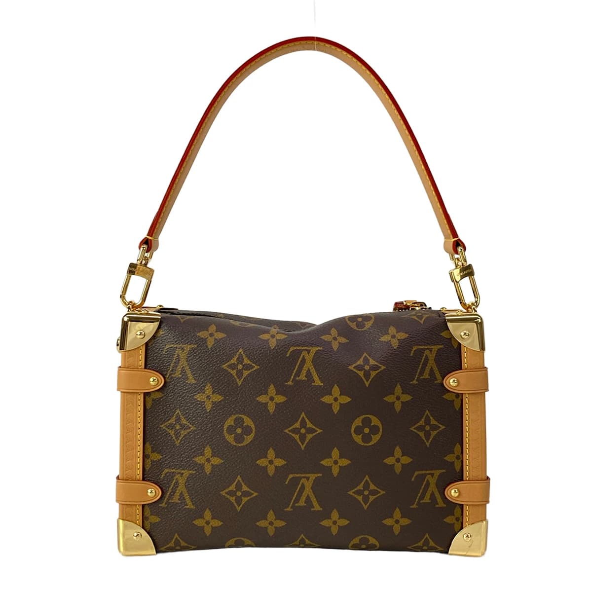 Rectangular trunk-shaped canvas bag with a top handle and detachable strap