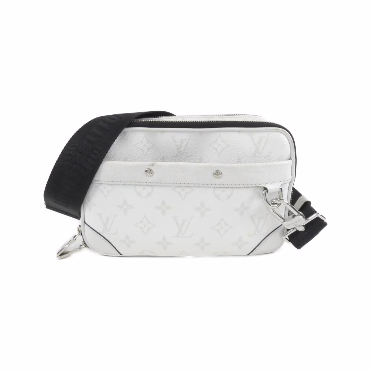 Flat grained leather messenger bag with flap front and long adjustable strap.