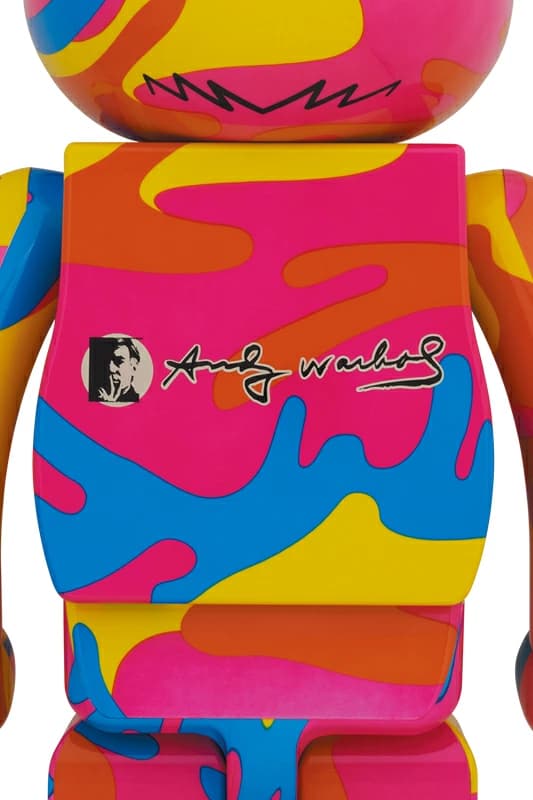 Large bear-shaped collectible figure printed with a pop-art portrait design.