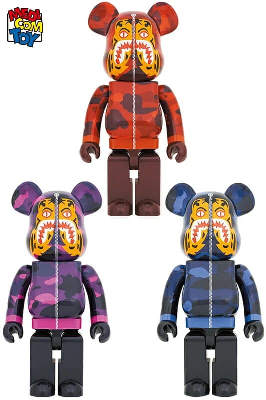 Large bear-shaped collectible figure in camouflage print with tiger face graphics.