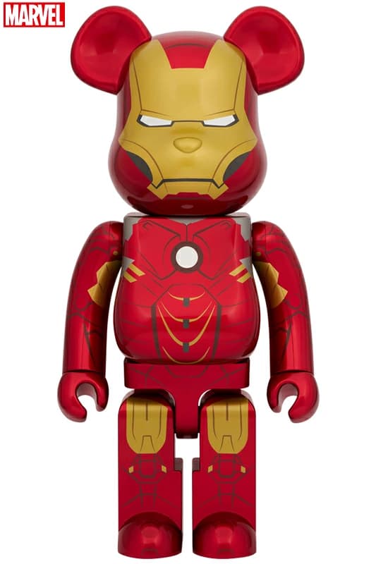 Large bear-shaped collectible figure in red and gold armoured superhero livery