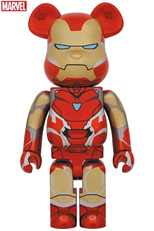 Large bear-shaped figure with a mirrored chrome red and gold armoured finish.
