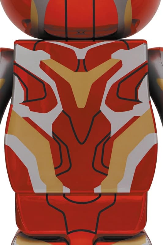 Large bear-shaped figure with a mirrored chrome red and gold armoured finish.
