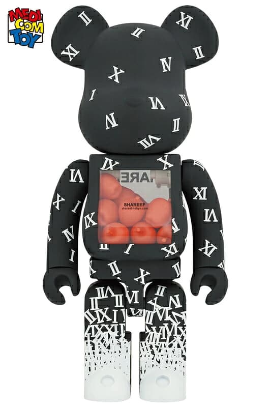 Large bear-shaped collectible figure with graphic print decoration
