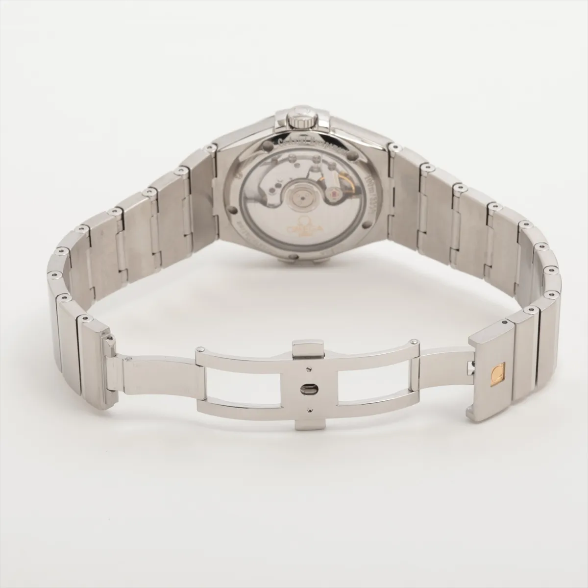 Stainless steel wristwatch with blue dial, baton markers and a steel bracelet.