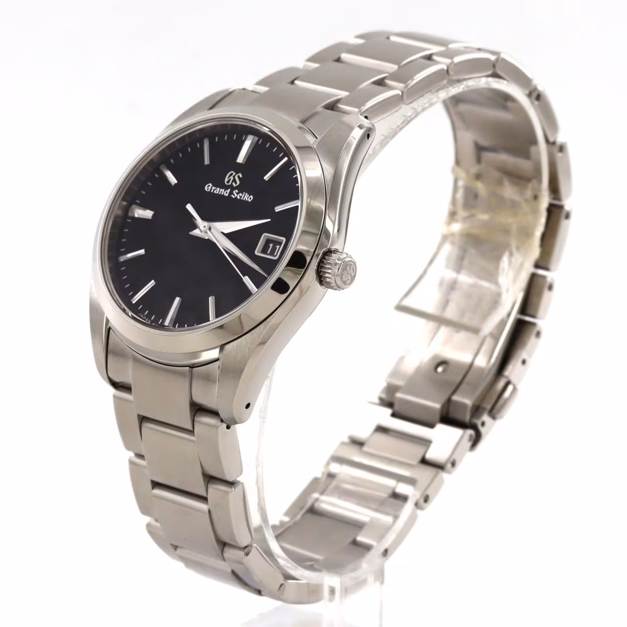 Stainless steel wristwatch with a plain dial, baton markers and a steel bracelet.