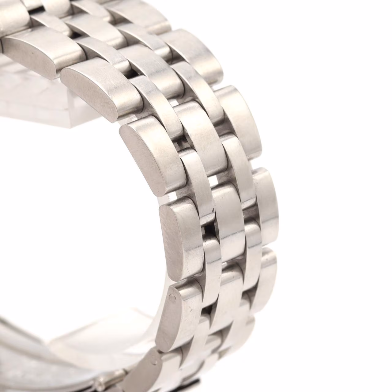 Stainless steel diver-style wristwatch with blue dial and bezel on a steel bracelet.